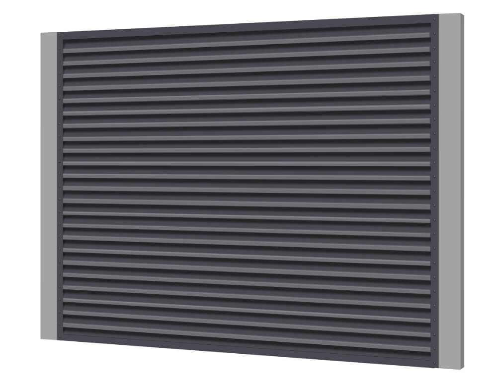Секция забора жалюзи из ламелей жалюзи ЭКО-Z RAL7024 Серый Графит 2-х сторонняя с металлическими столбами