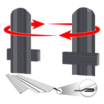 Штакетник ЭКО М-образный 95мм RAL7024-7024 Серый Графит 2-х сторонний