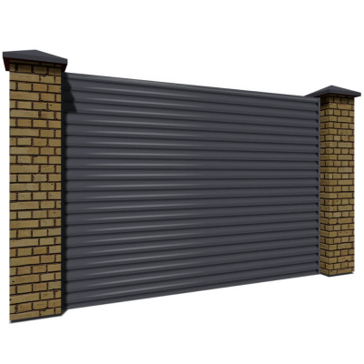 Секция забора жалюзи RAL7024/7024 Серый Графит 2-х сторонняя с кирпичными столбами