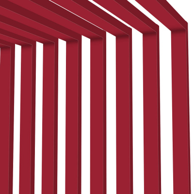 Декоративная рейка металлическая RAL3003 Рубин на стенах и потолке в сборе