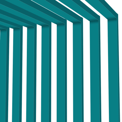 Декоративная рейка металлическая RAL5021 Морская Волна на стенах и потолке в сборе